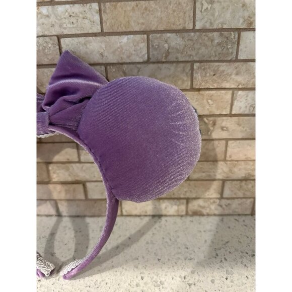 Floral Purple Minnie Ears Plush‎ Mickey Ears Velvet Flower Minnie Ears - Picture 3 of 4